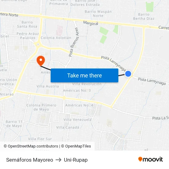 Semáforos Mayoreo to Uni-Rupap map