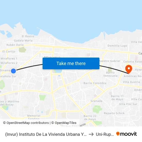 (Invur) Instituto De La Vivienda Urbana Y Rural to Uni-Rupap map