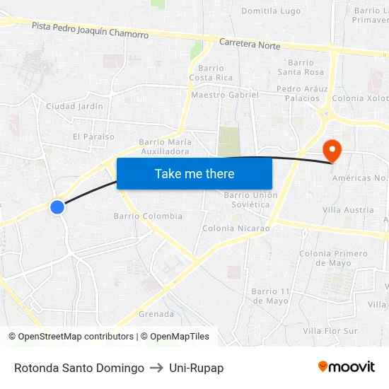 Rotonda Santo Domingo to Uni-Rupap map