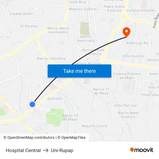 Hospital Central to Uni-Rupap map