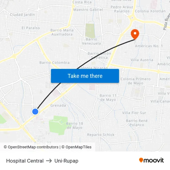 Hospital Central to Uni-Rupap map