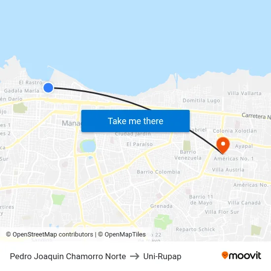 Pedro Joaquin Chamorro Norte to Uni-Rupap map
