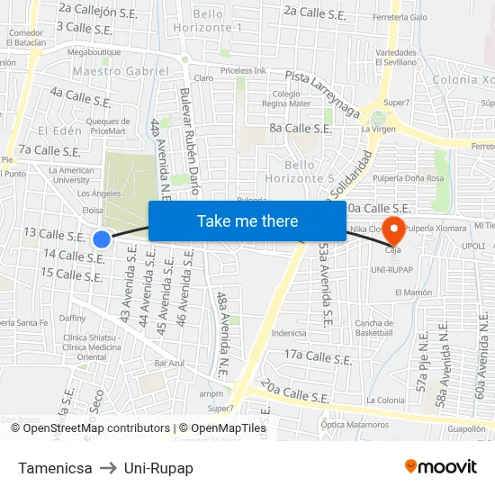 Tamenicsa to Uni-Rupap map