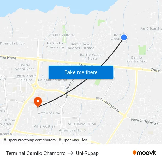 Terminal Camilo Chamorro to Uni-Rupap map