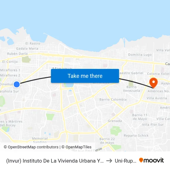 (Invur) Instituto De La Vivienda Urbana Y Rural to Uni-Rupap map