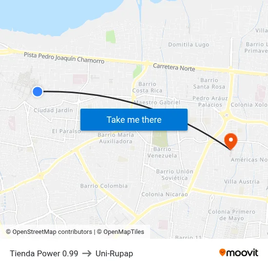Tienda Power 0.99 to Uni-Rupap map