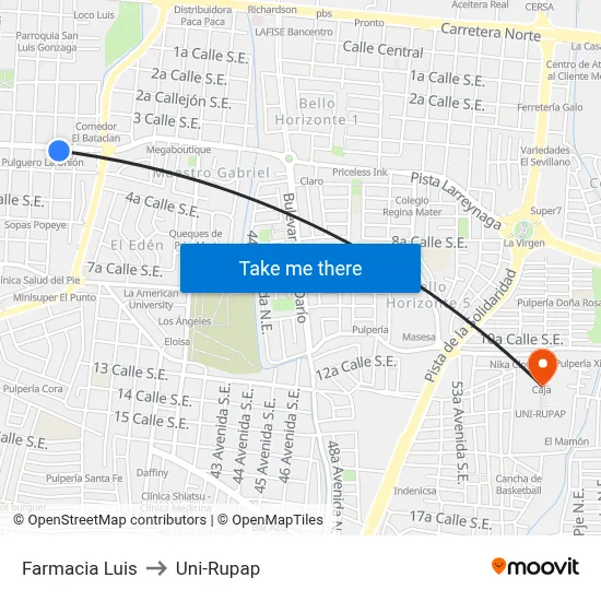 Farmacia Luis to Uni-Rupap map