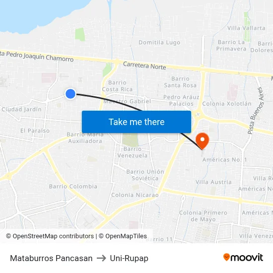 Mataburros Pancasan to Uni-Rupap map