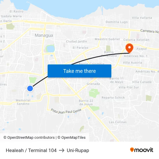 Healeah / Terminal 104 to Uni-Rupap map