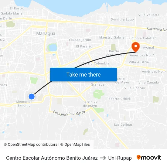 Centro Escolar Autónomo Benito Juárez to Uni-Rupap map