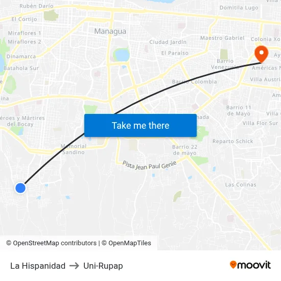 La Hispanidad to Uni-Rupap map