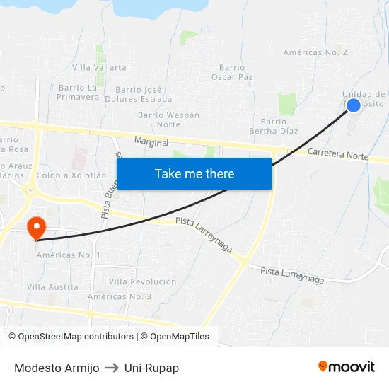 Modesto Armijo to Uni-Rupap map