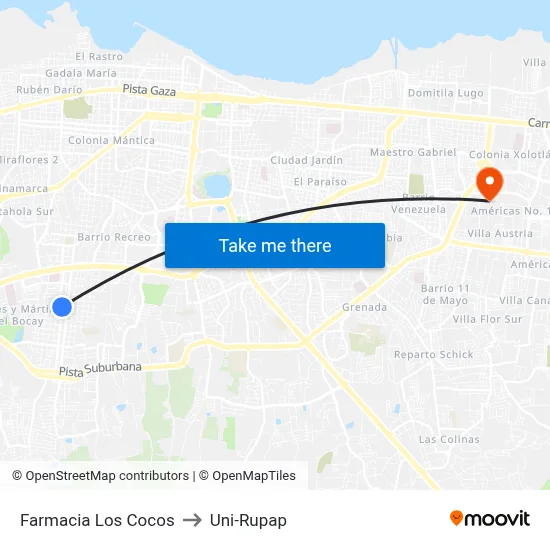Farmacia Los Cocos to Uni-Rupap map