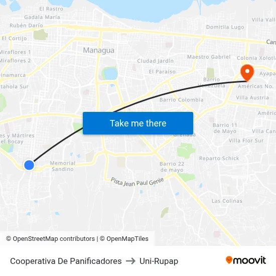 Cooperativa De Panificadores to Uni-Rupap map