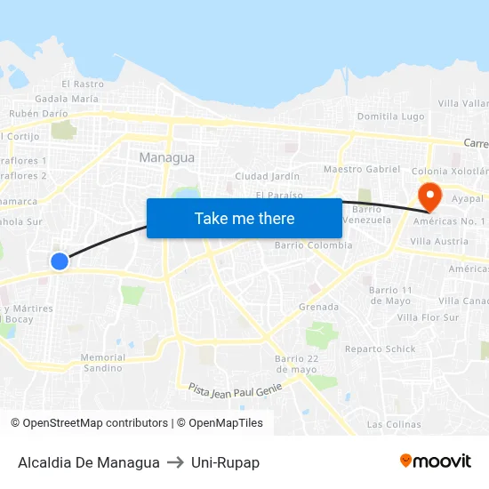 Alcaldia De Managua to Uni-Rupap map