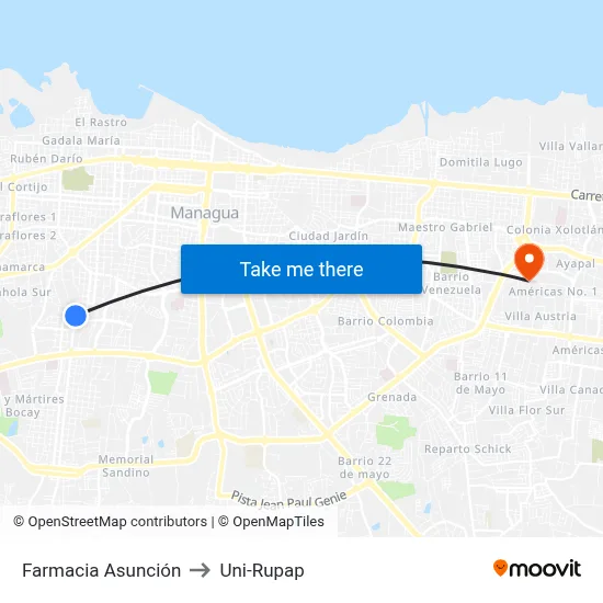 Farmacia Asunción to Uni-Rupap map