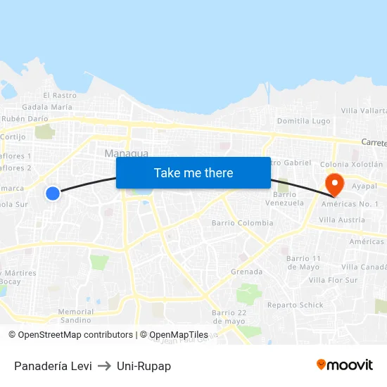 Panadería Levi to Uni-Rupap map