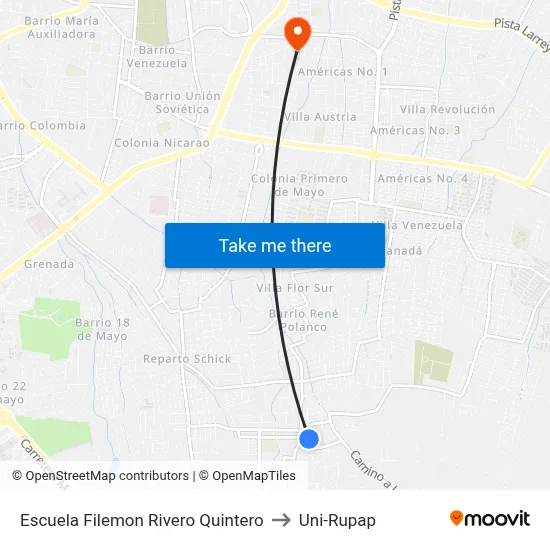 Escuela Filemon Rivero Quintero to Uni-Rupap map