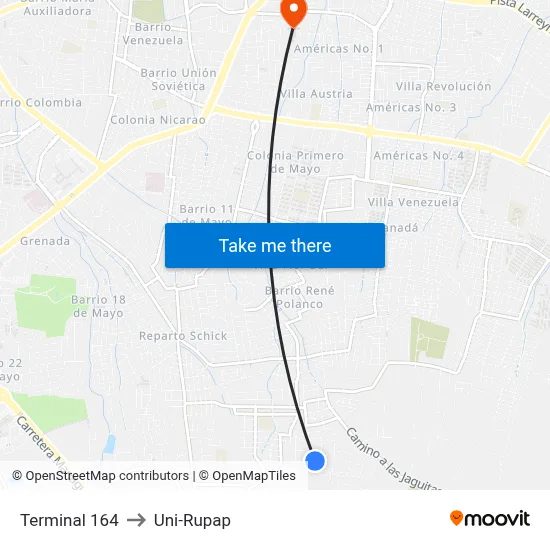 Terminal 164 to Uni-Rupap map