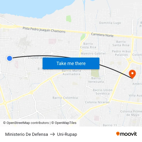 Ministerio De Defensa to Uni-Rupap map