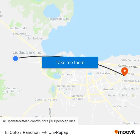 El Coto / Ranchon to Uni-Rupap map