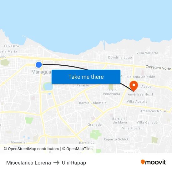 Miscelánea Lorena to Uni-Rupap map