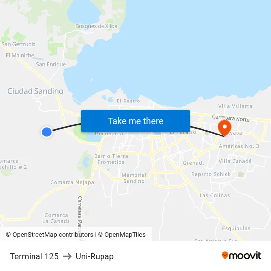 Terminal 125 to Uni-Rupap map
