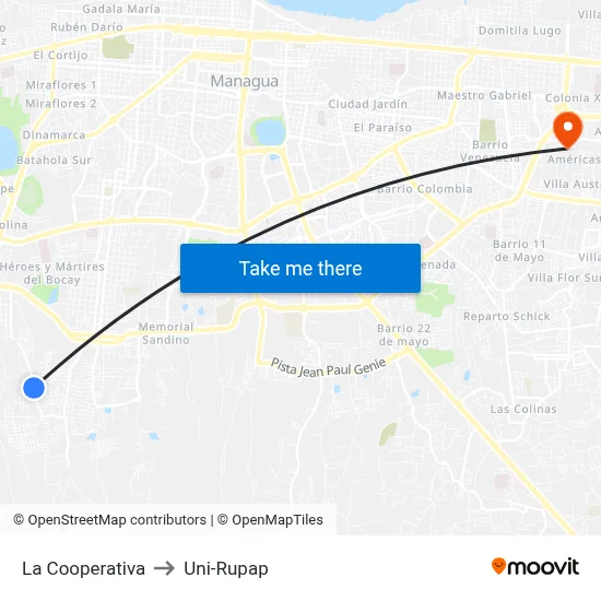 La Cooperativa to Uni-Rupap map
