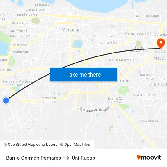 Barrio Germán Pomares to Uni-Rupap map