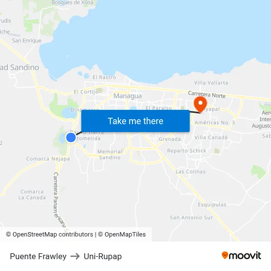 Puente Frawley to Uni-Rupap map