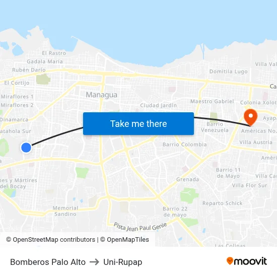 Bomberos Palo Alto to Uni-Rupap map