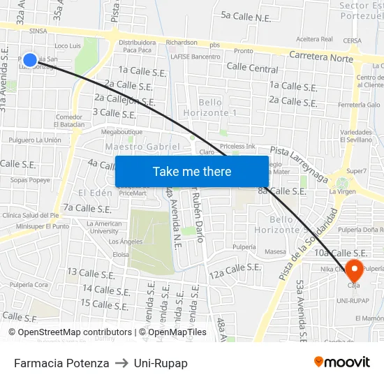Farmacia Potenza to Uni-Rupap map