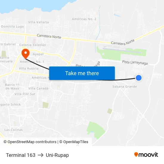 Terminal 163 to Uni-Rupap map