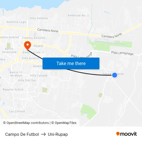 Campo De Futbol to Uni-Rupap map
