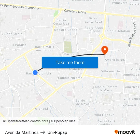 Avenida Martines to Uni-Rupap map