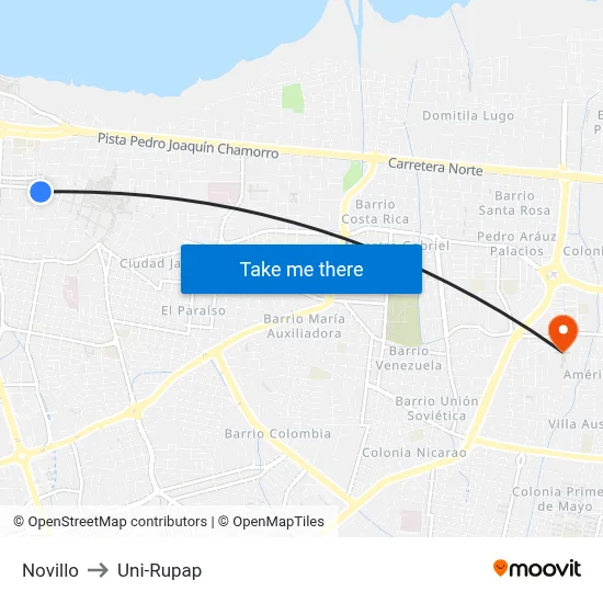 Novillo to Uni-Rupap map