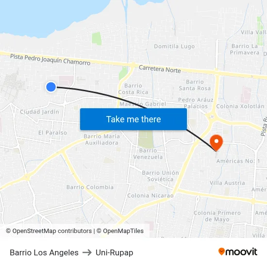 Barrio Los Angeles to Uni-Rupap map