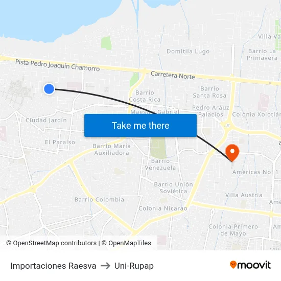 Importaciones Raesva to Uni-Rupap map
