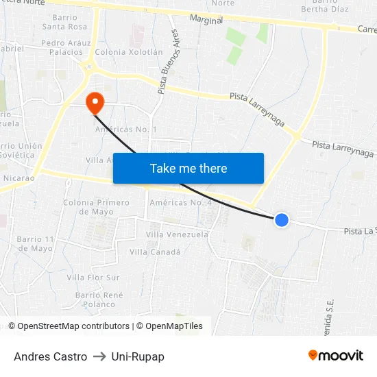 Andres Castro to Uni-Rupap map