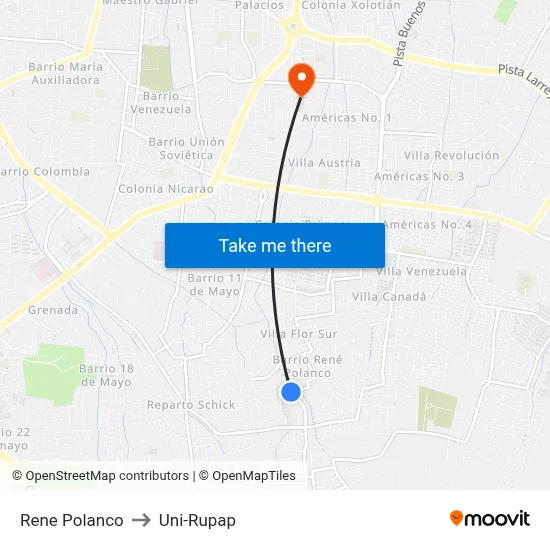 Rene Polanco to Uni-Rupap map