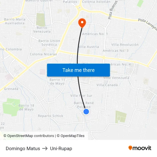 Domingo Matus to Uni-Rupap map