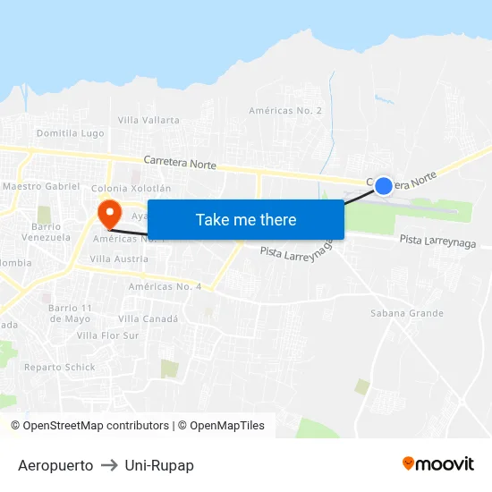 Aeropuerto to Uni-Rupap map