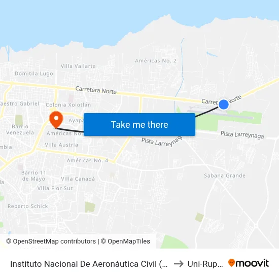 Instituto Nacional De Aeronáutica Civil (Inac) to Uni-Rupap map