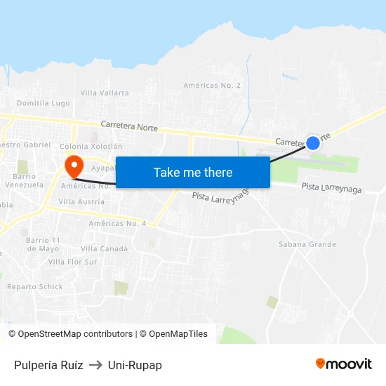 Pulpería Ruíz to Uni-Rupap map