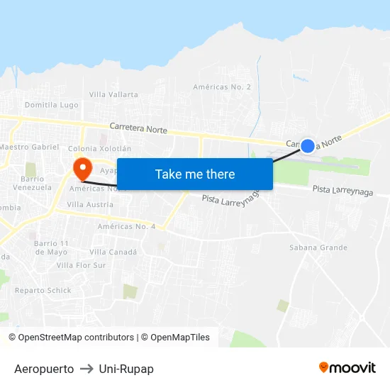 Aeropuerto to Uni-Rupap map