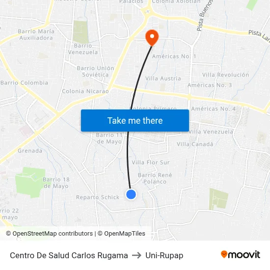 Centro De Salud Carlos Rugama to Uni-Rupap map