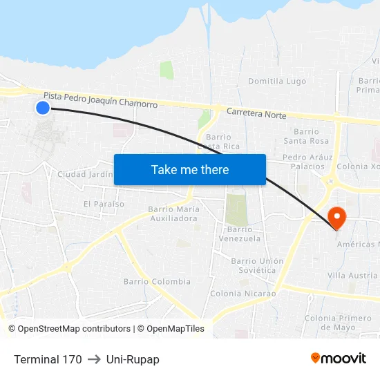 Terminal 170 to Uni-Rupap map
