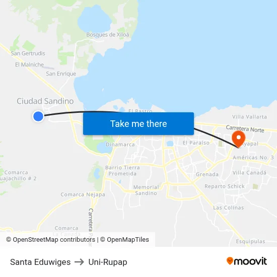 Santa Eduwiges to Uni-Rupap map