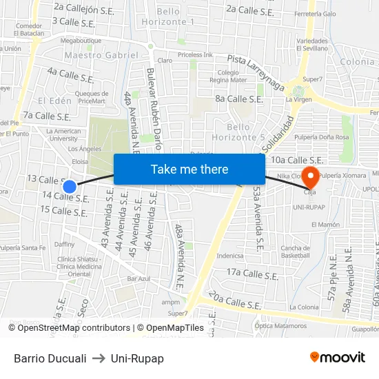 Barrio Ducuali to Uni-Rupap map