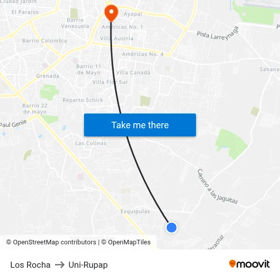 Los Rocha to Uni-Rupap map